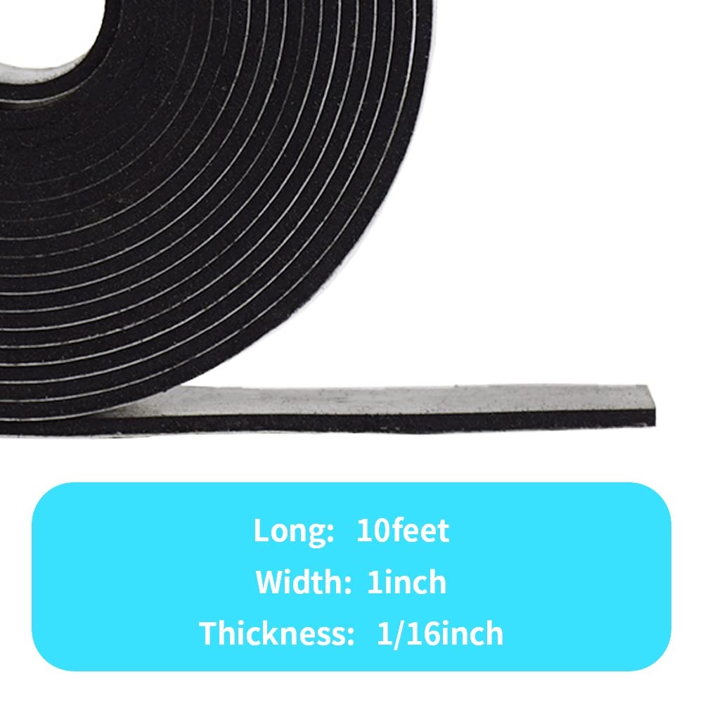 Neoprene Solid Rubber Strips with Adhesive Backing 1/16 (.062)" Thick X 1" Wi...