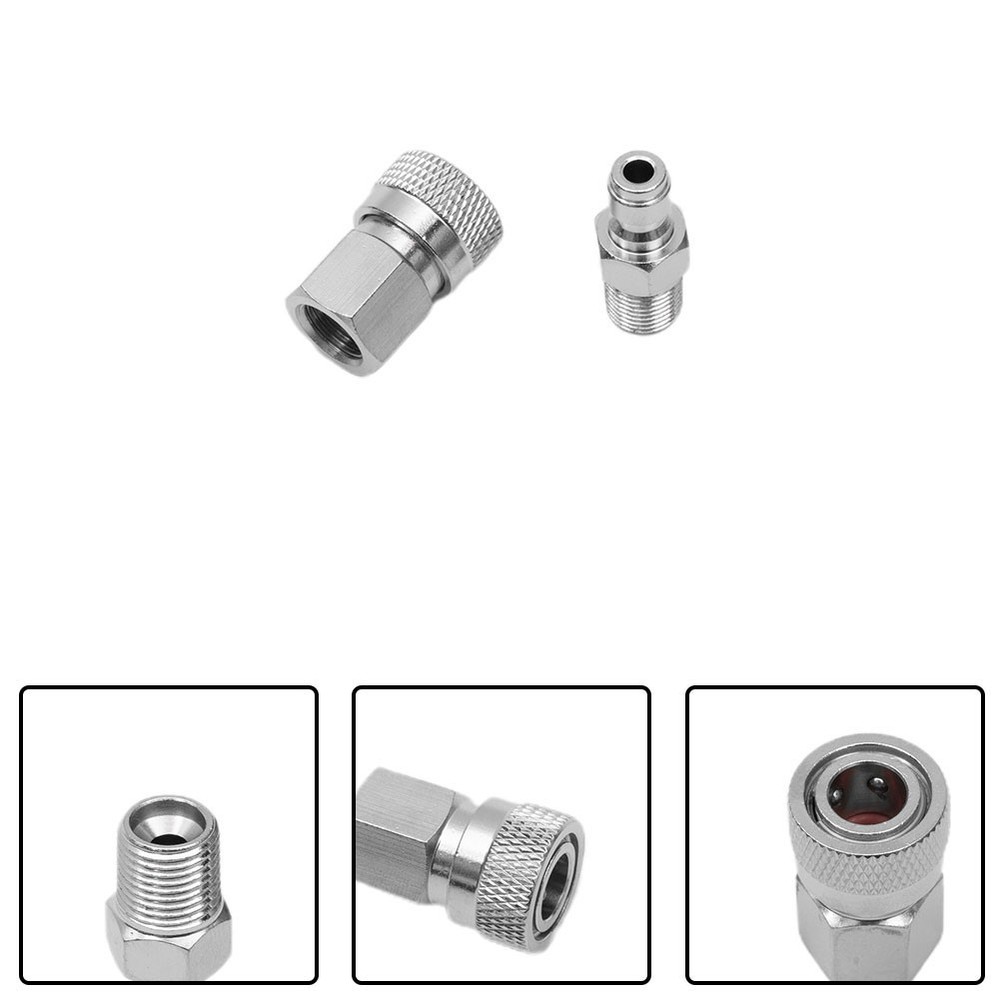 Thread Quick Release To Disconnect Coupler Male + Female 1/8NPT Fitting Silver ~