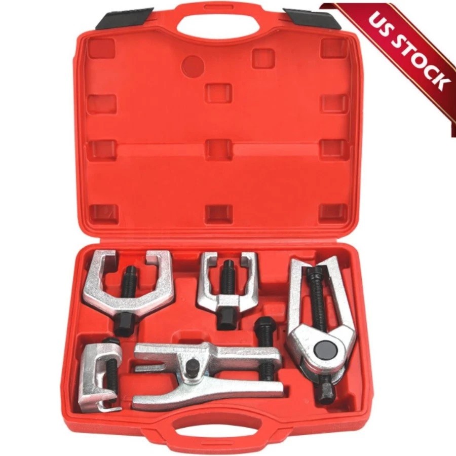 Front End Service Pitman Arm Puller Ball Joint Tie Rod Removal Tool Set Red 5Pc