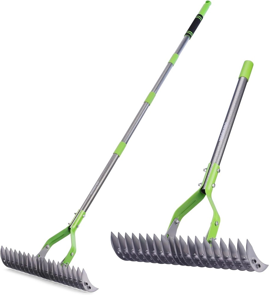 15-Inch Thatch Rake for Lawns Heavy Duty Dethatcher Rake with 5FT Handle