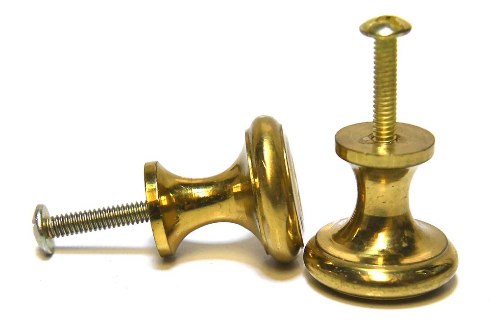 2 MATCHING BRASS ROUND DRAWER PULL KNOBS