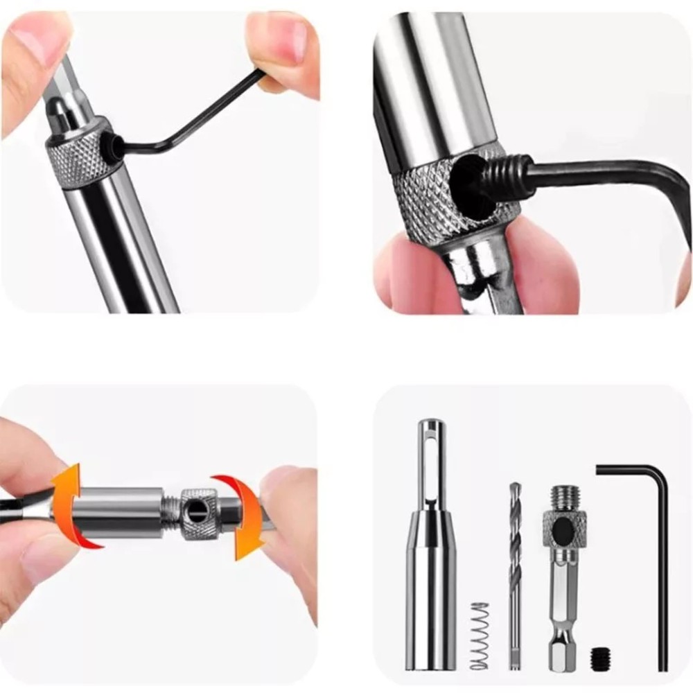 7pcs New Self Centering Hinge Hardware Drill Bit Set For Precise Positioning