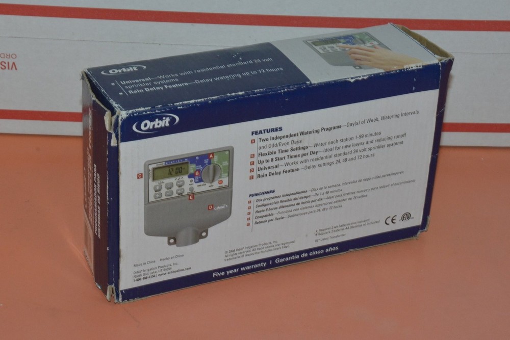 NOS Orbit Dual Program Sprinker Timer 4 stations rain delay universal