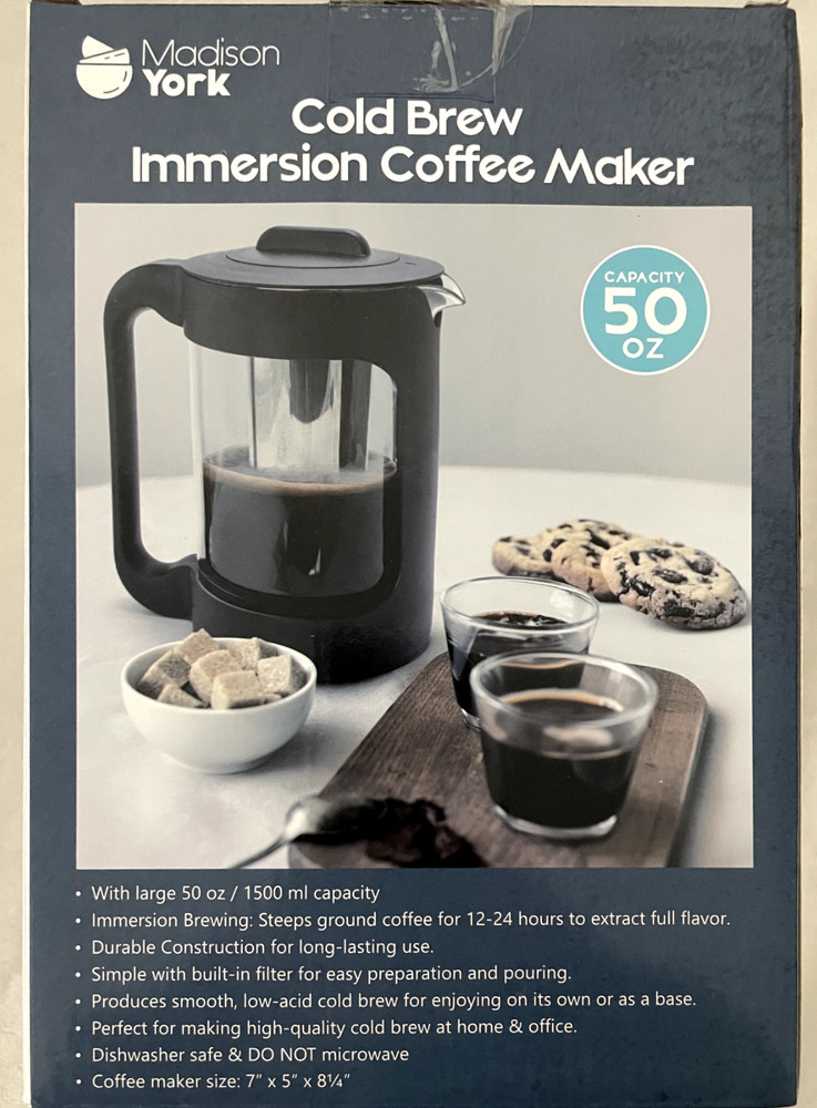 NEW Madison York Cold Brew Immersion Coffee Maker
