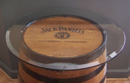 Authentic Branded- Engraved-Sanded-Finished Whiskey Barrel c/30" Glass Top