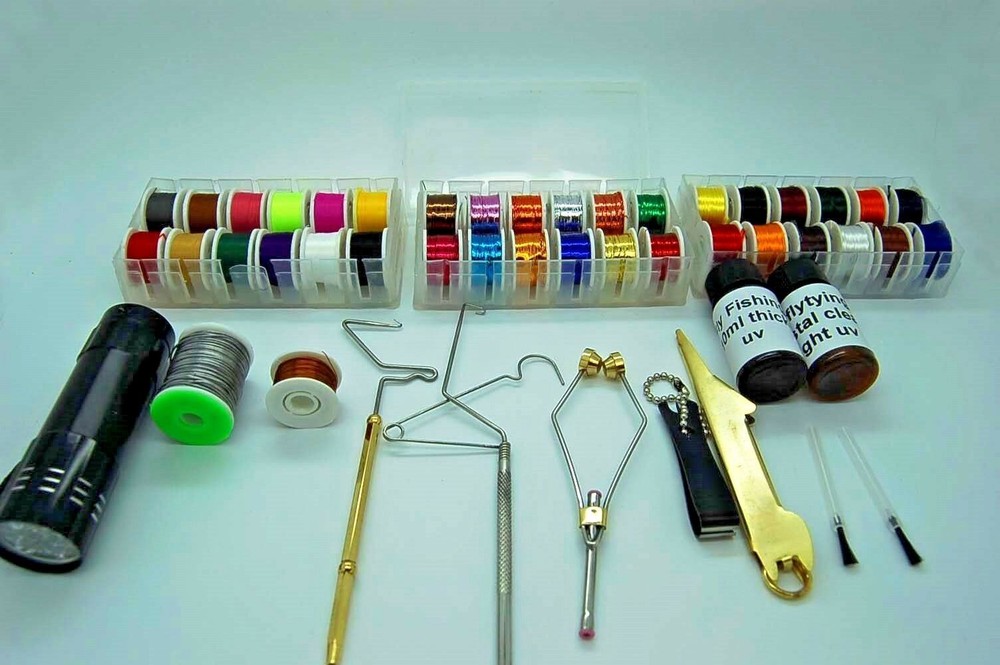 Magic Fly Tying Tool & Material Kit, Floss, Tinsel, Thread, UV Resin, Whip, Wire