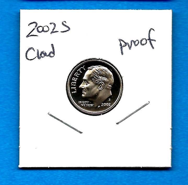 2002 S CLAD PROOF Roosevelt Dime - Gem Proof - Deep Cameo