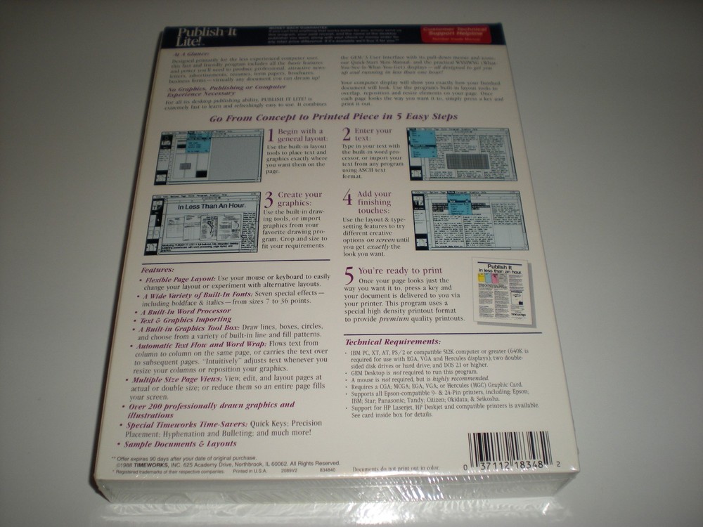 Timeworks Publish-It Lite! dos desktop publishing. New.