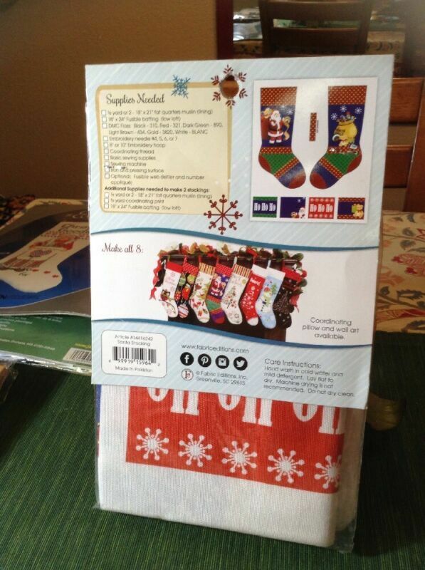 Santa Stocking Needle Creations Stamped Embroidery Stocking Panel Kit Unopened P