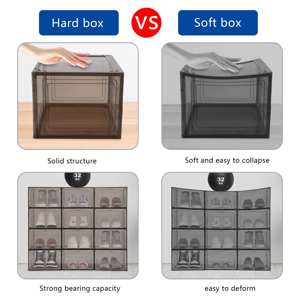 12Pcs Clear Acrylic Stackable Shoe Boxes for Premium Sneaker Display and Storage