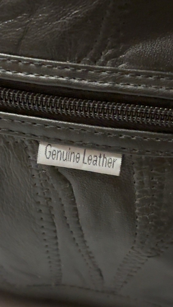 Black Patchwork Toiletry Travel Bag Retro Style Soft Leather