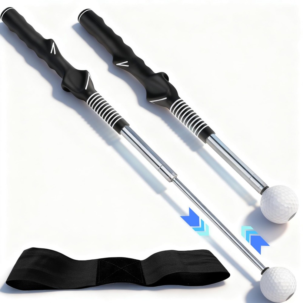 Retractable Golf Swing Training Aid, Golf Alignment Sticks for Swing Tempo & ...