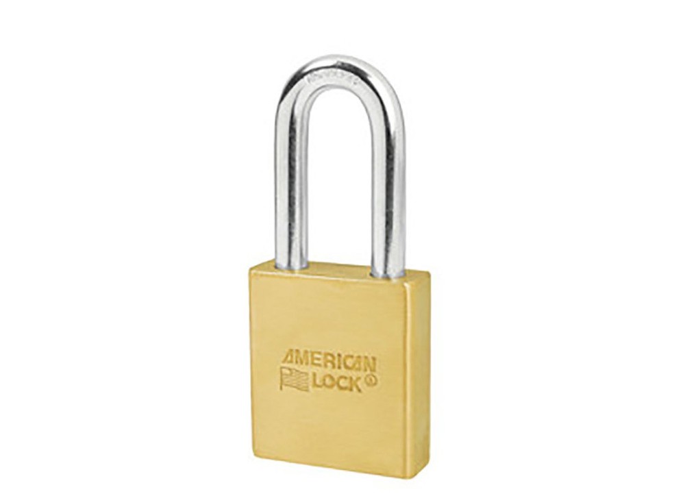 American Lock 2" W Solid Brass Padlock, 2" H, 3/8" D Boron Shackle