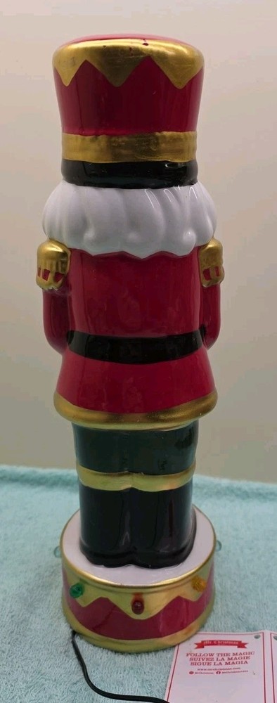 Hand Painted 12" Ceramic Nutcracker LED Lighted Holiday Christmas Decor Display