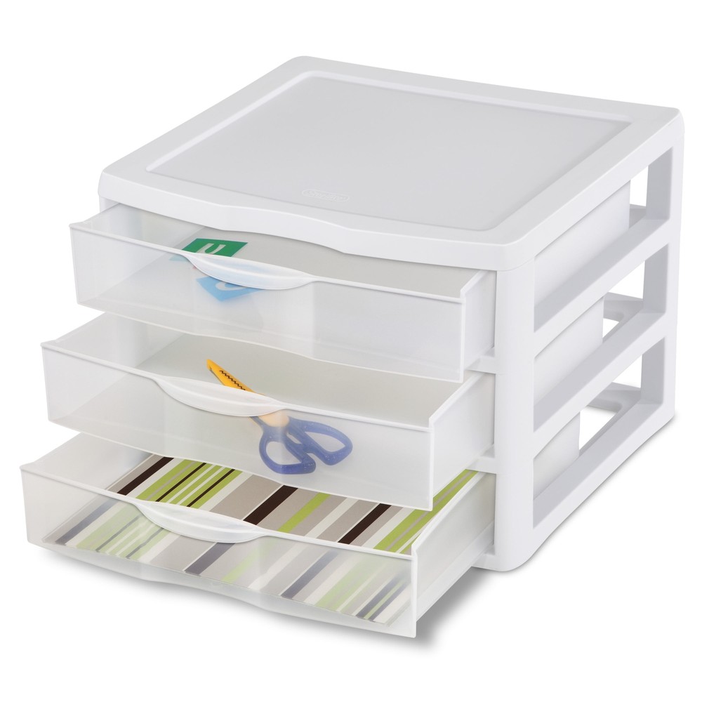 Wide 3 Drawer Unit Plastic, White