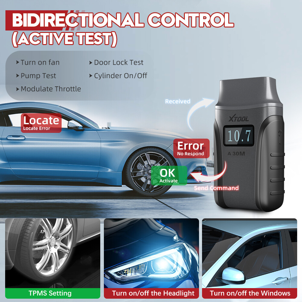 XTOOL BT Scanner A30M BiDirectional Auto Full Diagnostic Engine Scan Code Reader
