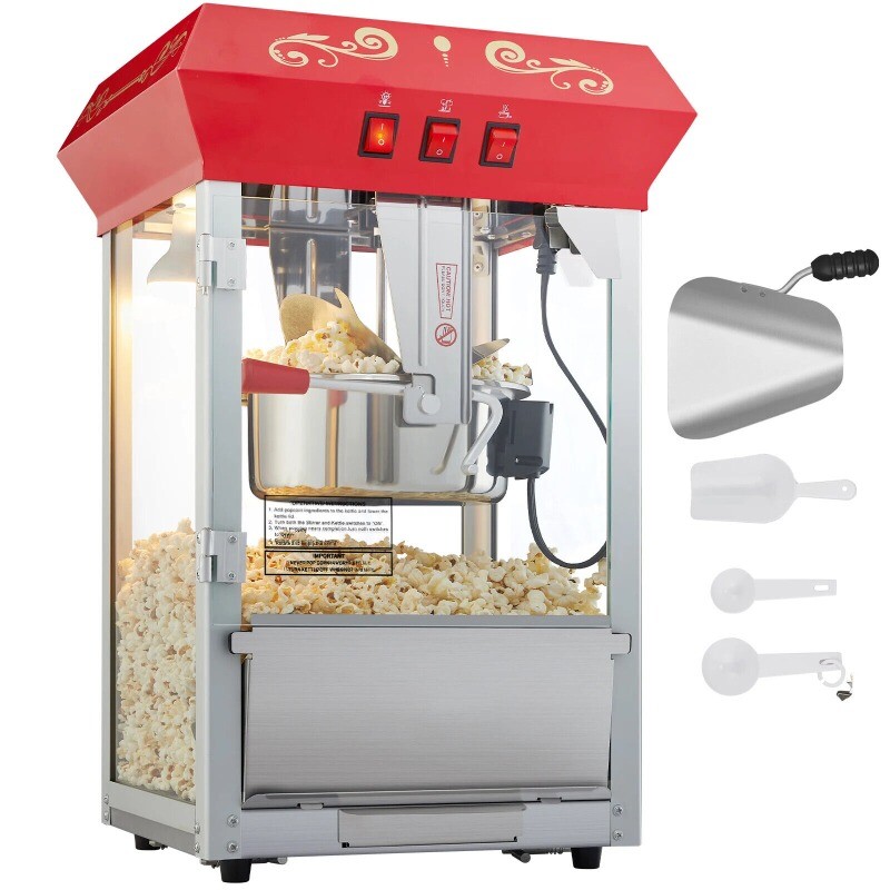 8/12Oz Electric Popcorn Maker Commercial Popper Machine Automatic Corn