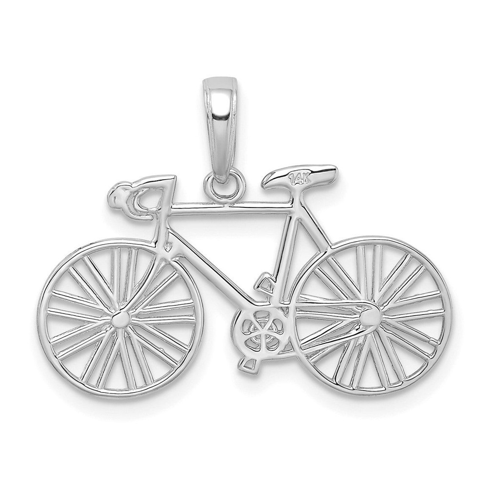 14k White Gold Polished Bicycle Pendant