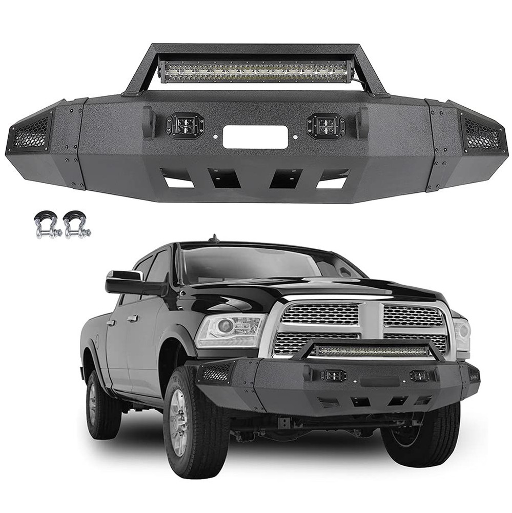 Front Bumper Ram 2500 3500 2010-2018 Winch Plate D-ring LED Lights