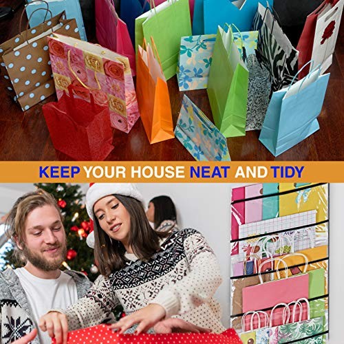 Hanging Double Sided Gift Bag Storage Organizer with Multiple Front and Black
