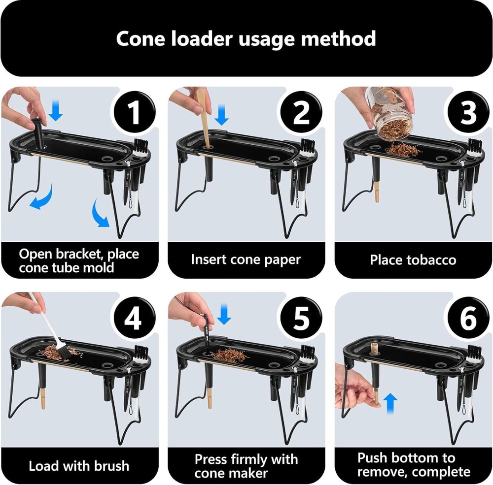 Roygra Foldable Rolling Tray Set with Cone Loader, Cone Filler Roller - Pre Roll