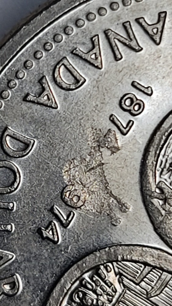 Canada 1974 Winnipeg Nickle Dollar Error Struck Through Grease (INVT54)