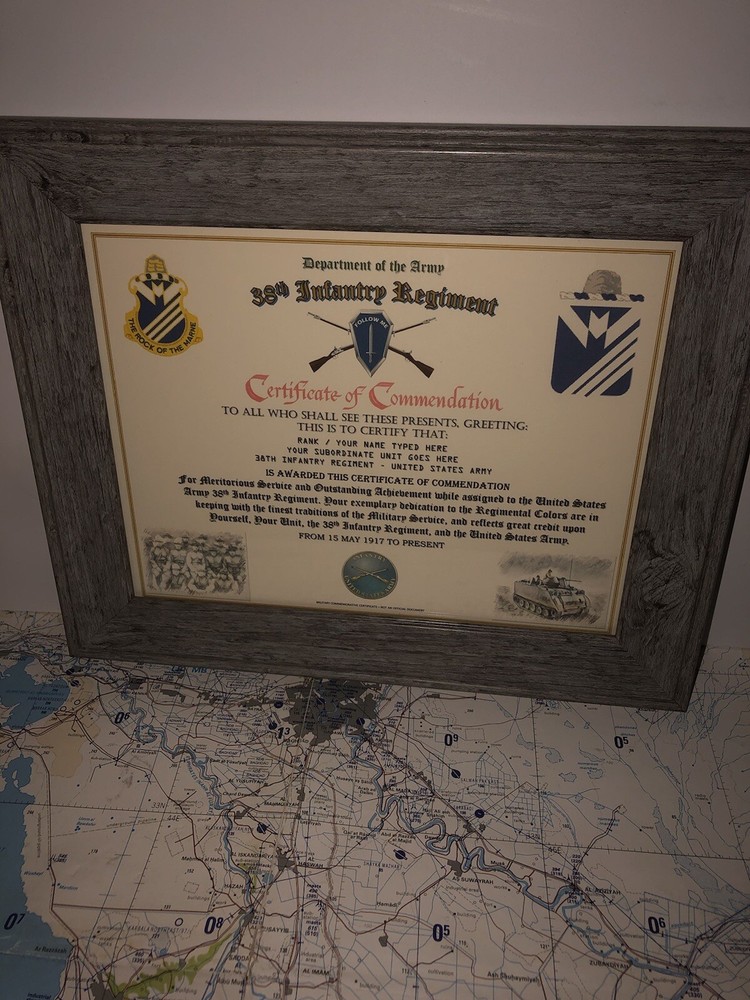 38TH INFANTRY REGIMENT / COMMEMORATIVE - CERTIFICATE OF COMMENDATION