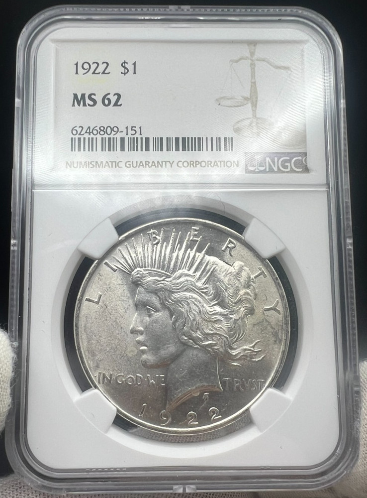 1922 NGC MS62 Peace Silver Dollar