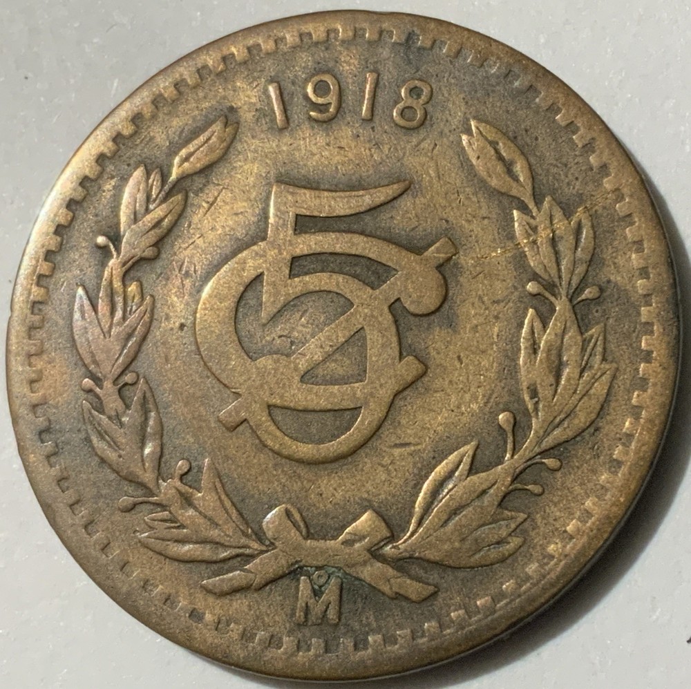 1918 Mexico 5 Centavos