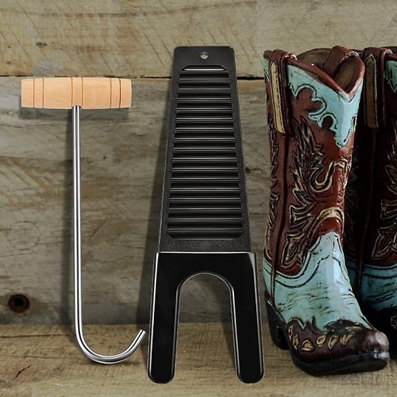 3 Pieces Cowboy Boot Hooks Long Shoes Pull and Boot Puller Set with Long Handle