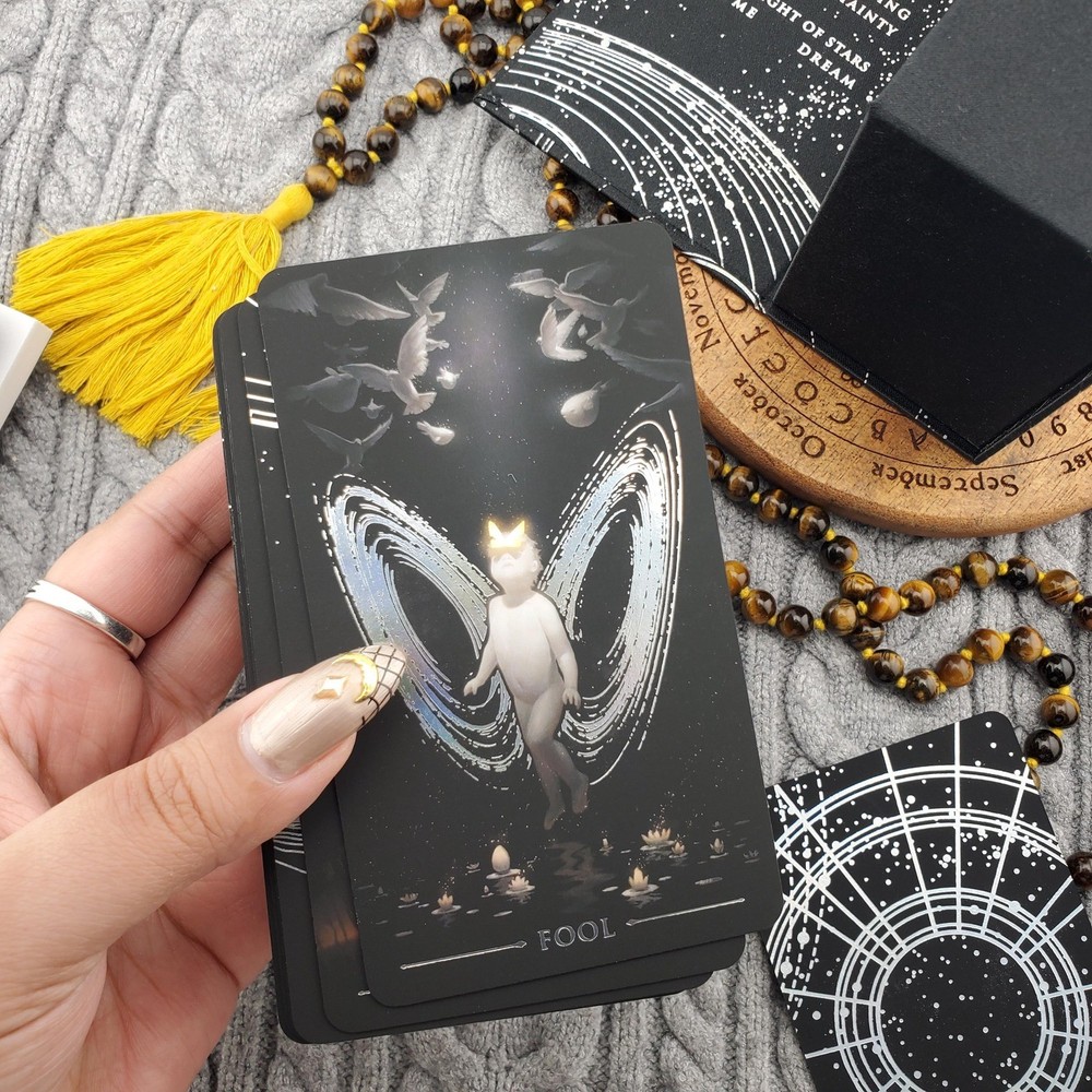 True Black Tarot Anniversary Edition 79 Card Tarot Deck USED