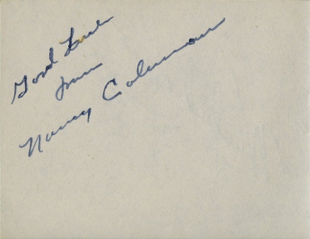 Vintage NANCY COLEMAN / WINIFRED ????? Autograph