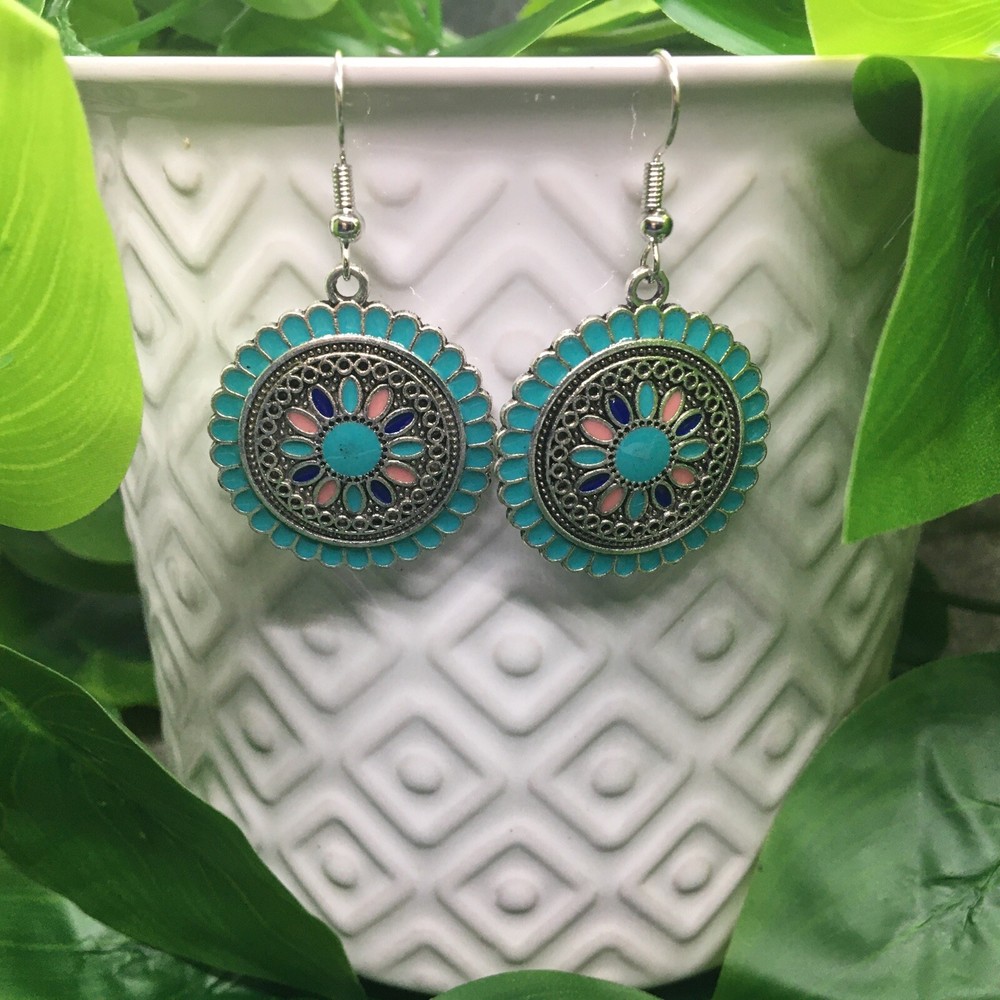 2” Silver-tone Earring Set Boho Retro Drop Dangle Hook New Free Ship 4848