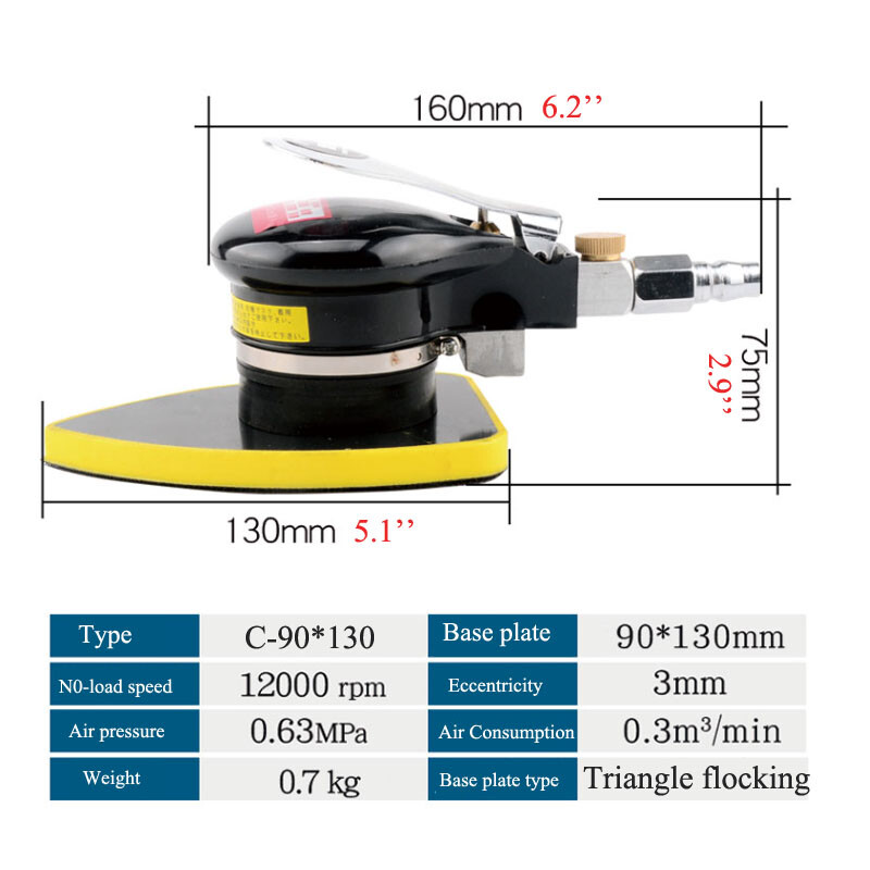 Pneumatic Grinding Tool Handheld Square & Triangular Air Sander Polisher Machine