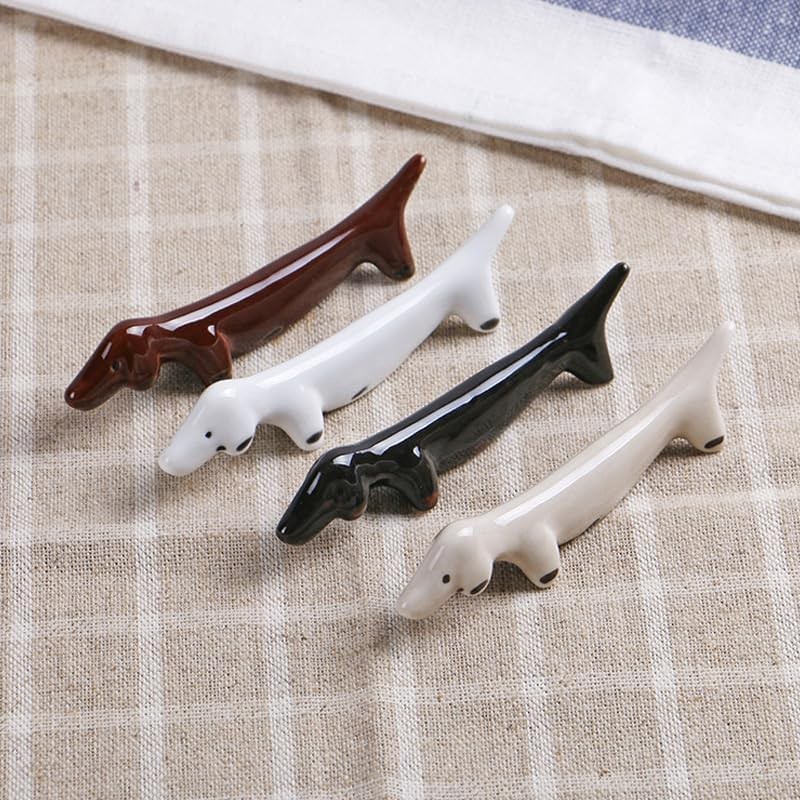 8Pcs Chopsticks Rack Cute Ceramic Dachshund Dog Tableware Frame Restaurant