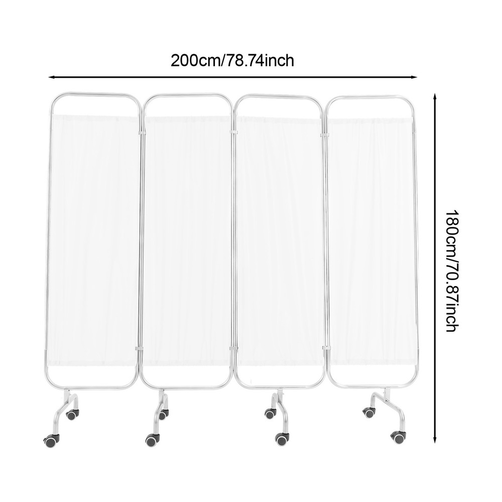 4 Panel Room Divider Rolling Folding Privacy Partition Screens Separation White