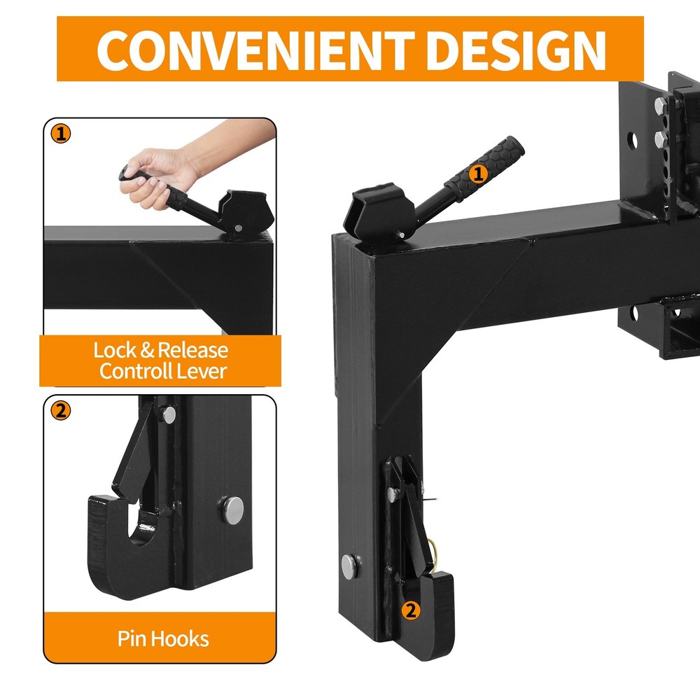 3 Point Quick Hitch, 3000 lbs Capacity 3 Point Attachments with 2" Receiver