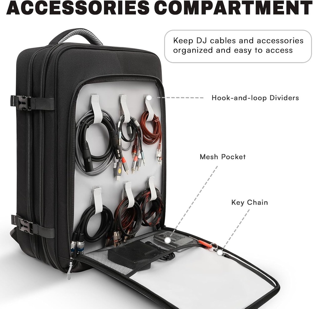 DJ Controller Case Grey Padded Backpack w/ Laptop Sleeve & Organized Pockets