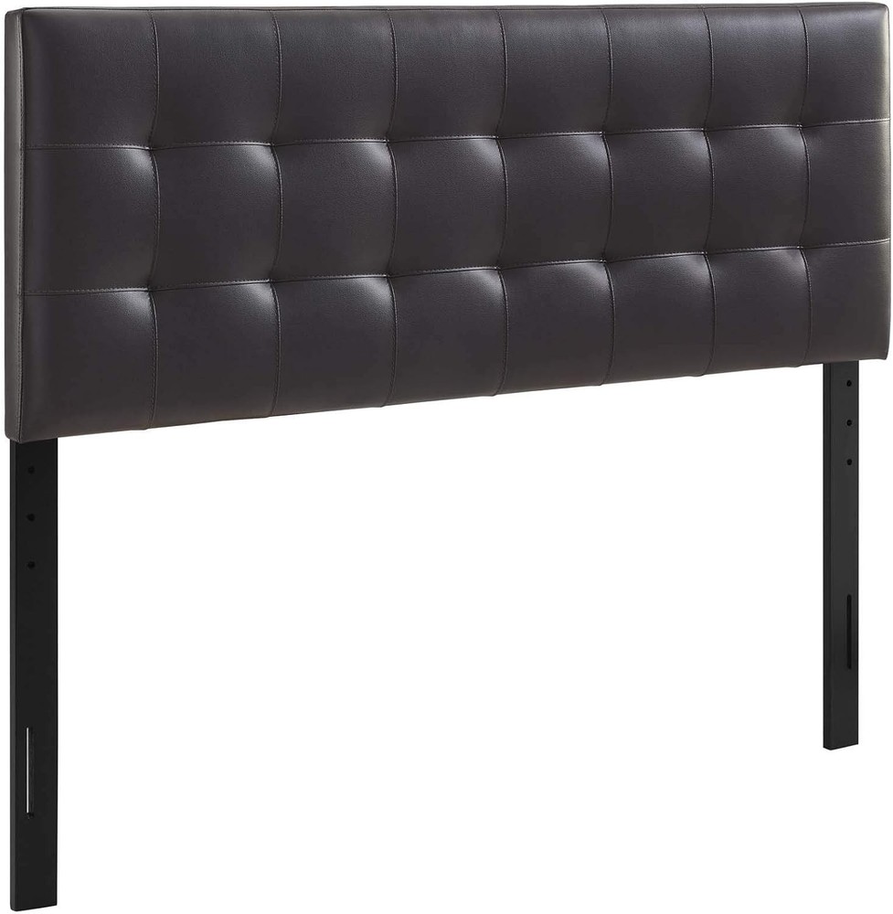 Queen Tufted Leather Headboard Brown Contemporary Adjustable
