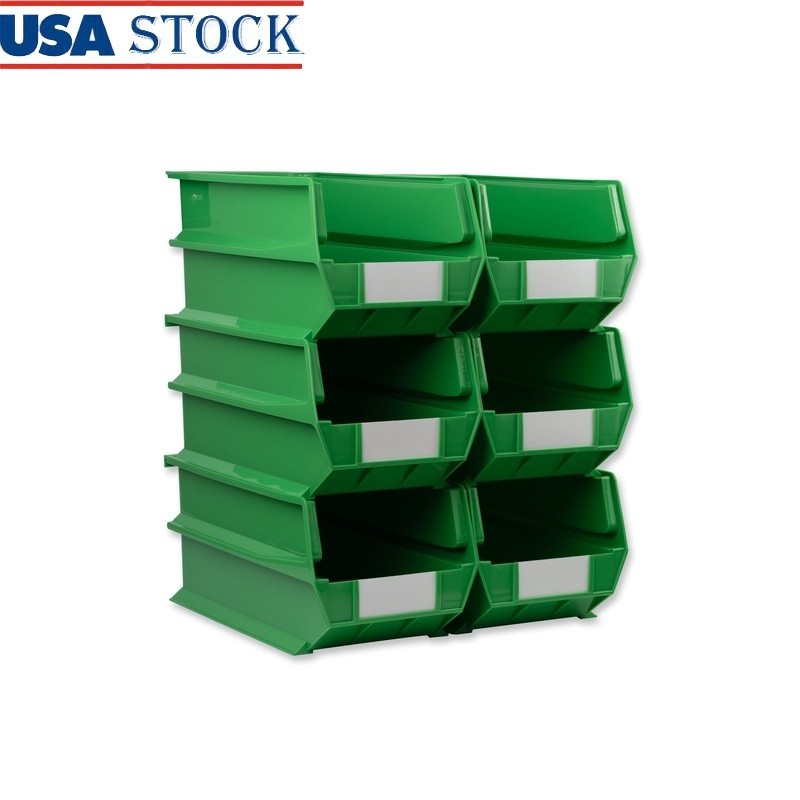 Interlocking Stacking Storage Bins 6 Pack Durable Organizational Solution New