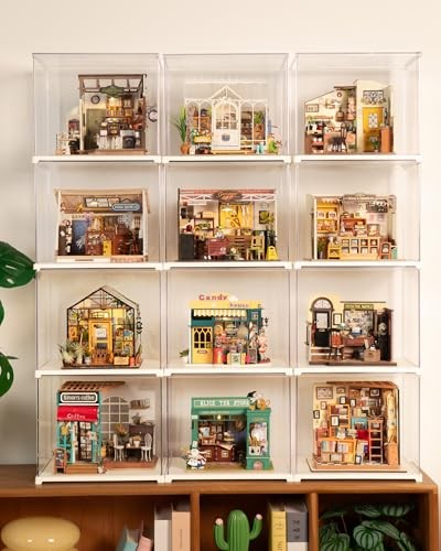 Acrylic Display Case Dust Cover for Collectibles, Stackable Showcase