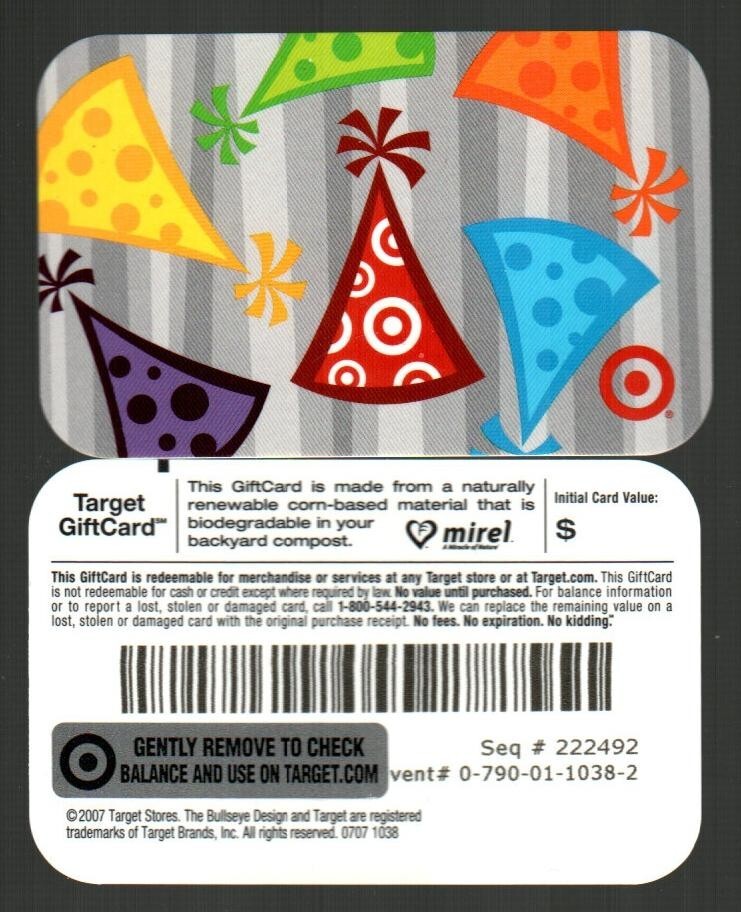 TARGET Party Hats ( 2007 ) Gift Card ( $0 )