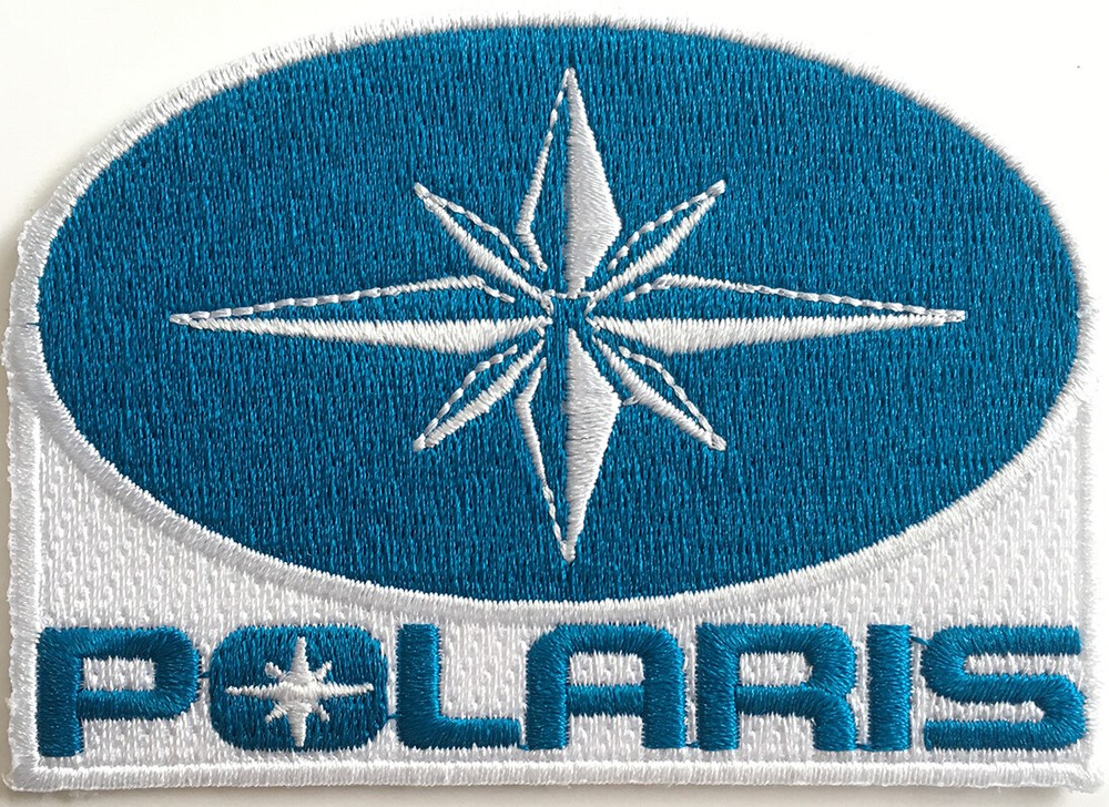 Polaris Iron on Patch, White, Bikers, Motorcycles,