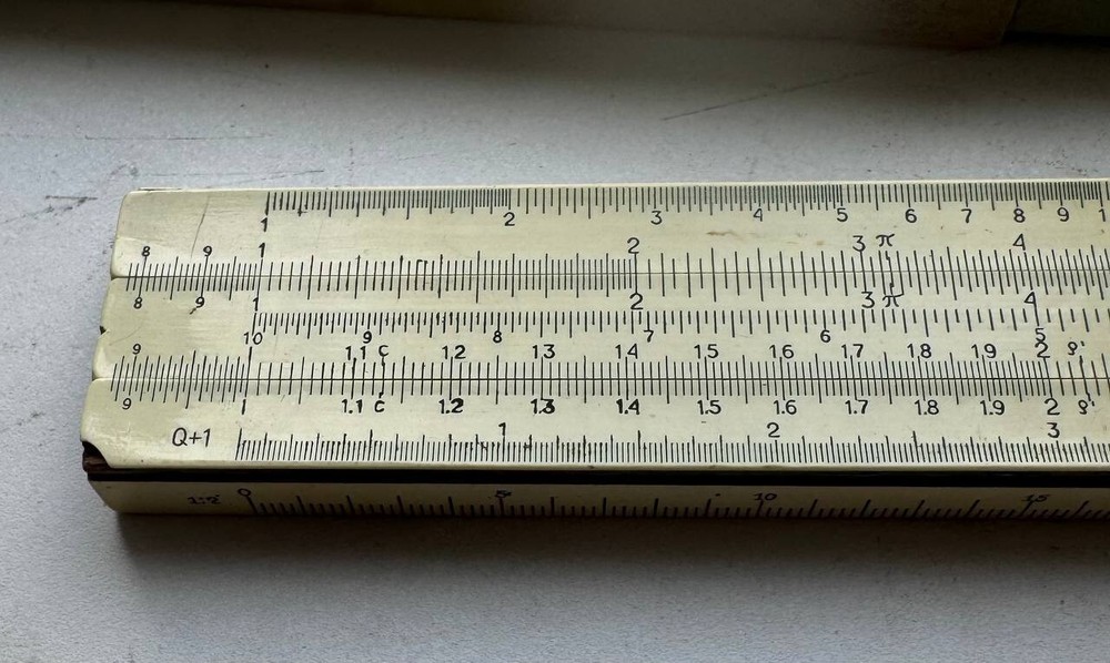 Vintage Logarithmic ruler slide with case