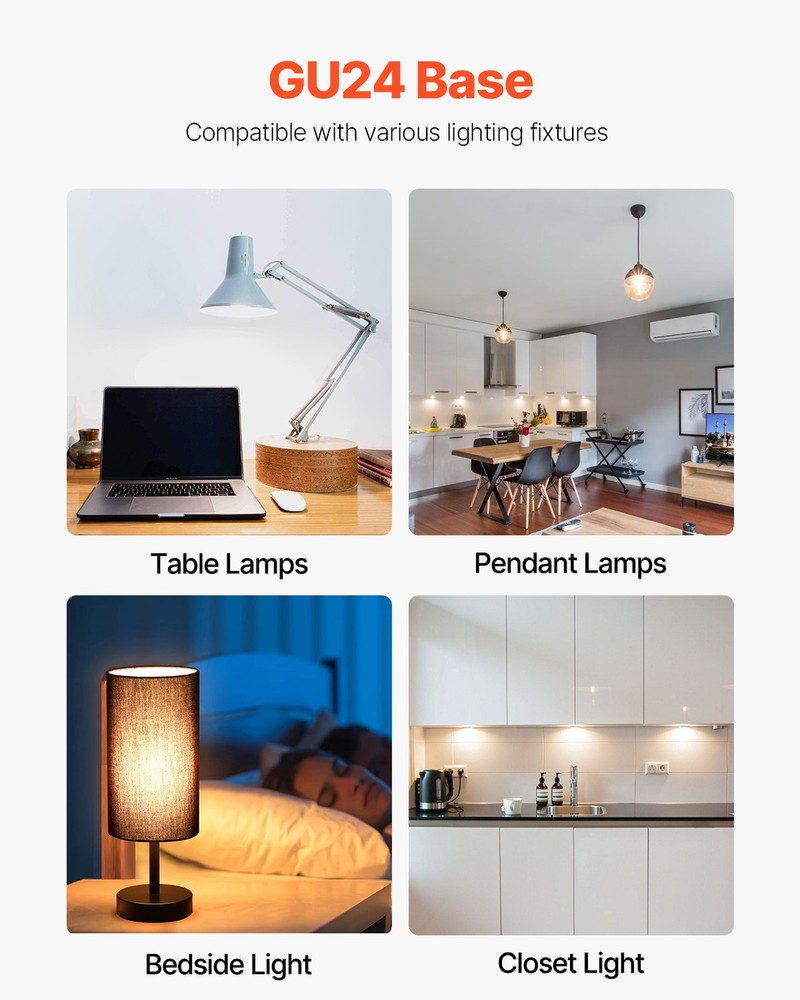 VEVOR 4-Pack CFL Light Bulbs 13W Compact Fluorescent Bulbs with 2700K Warm Light