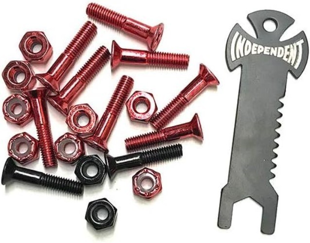 Skateboard Hardware 1" Phillips Red/Black Mounting Bolts with Tool