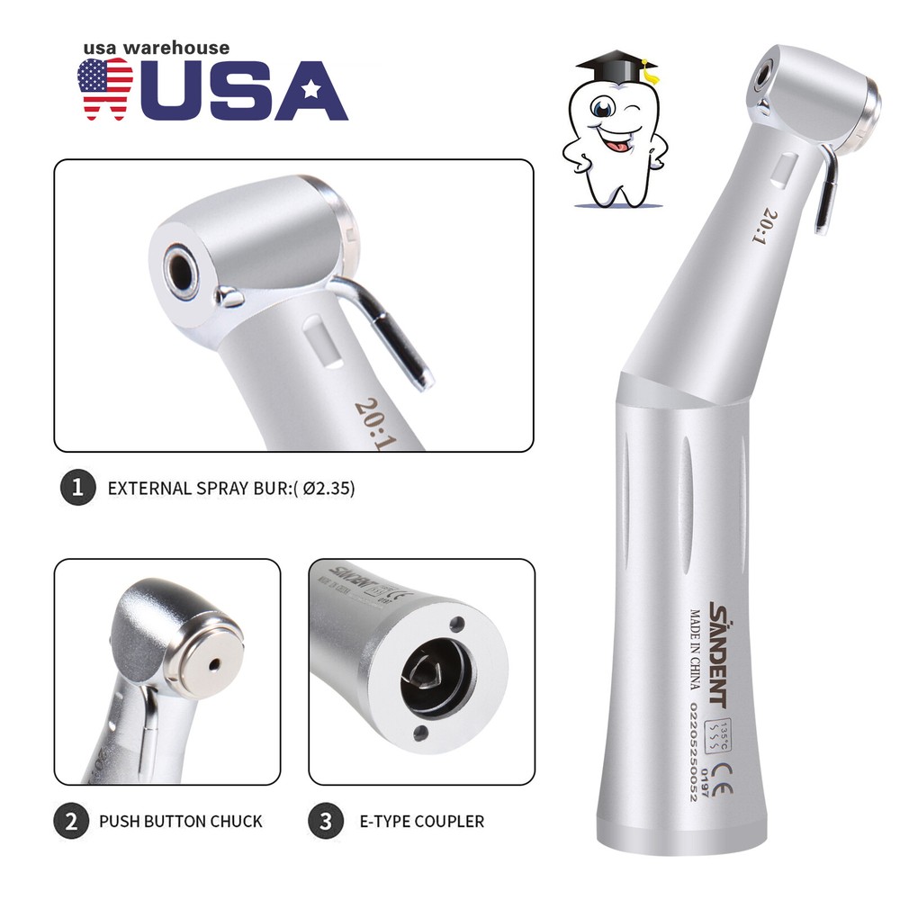 Dental Implant 20:1 Reduction Contra Angle Handpiece Push Button E-type tr