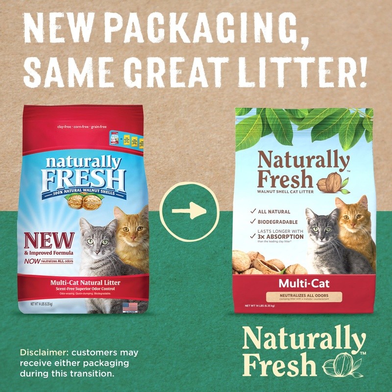 Eco-Friendly Multi-Cat Litter Unscented Clumping Dust Free 14 lb Walnut Shells