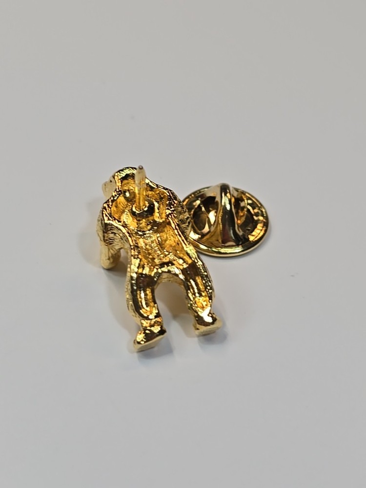 Bear Lapel Pin Standing Upright Gold Color 3D