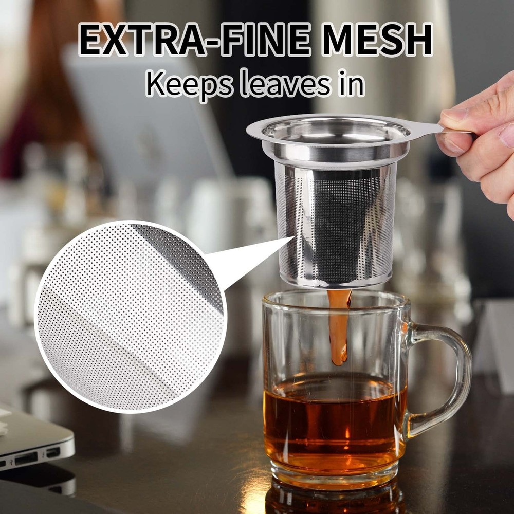 Extra Fine Mesh Tea Infuser/Strainer, Stainless Steel Loose Leaf Tea Steeper/